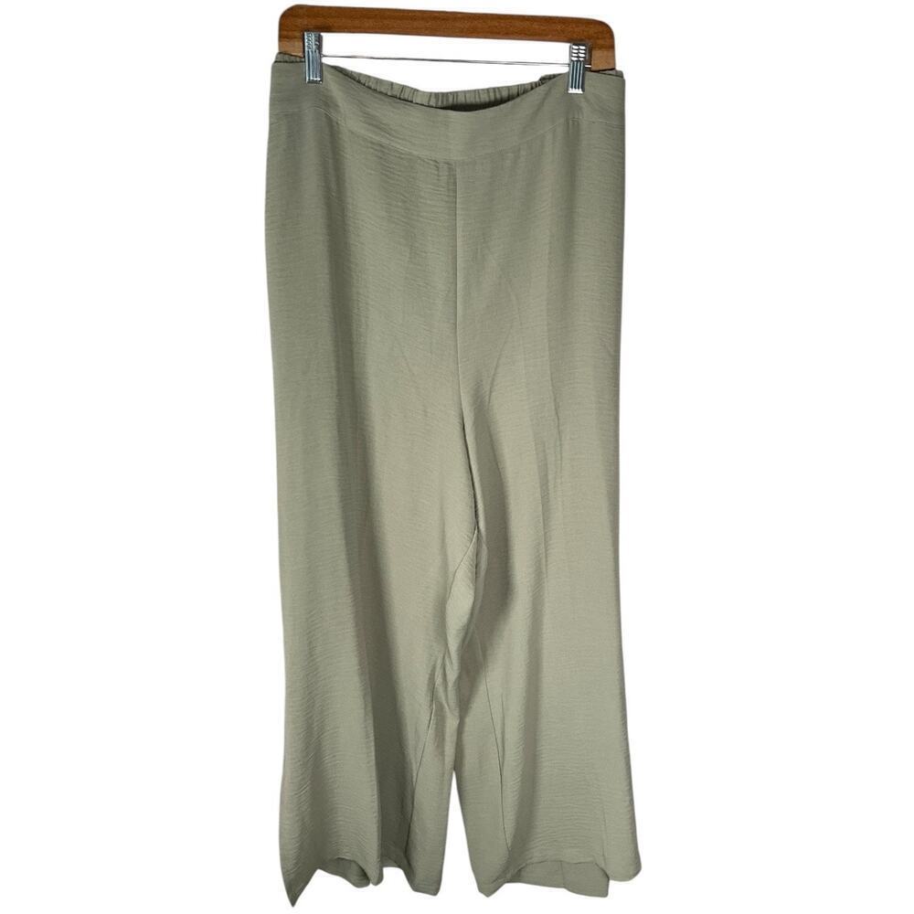 ADRIANNA PAPELL NWT Sage Green Size 3x Airflow Woven Elastic Waist Slit Leg